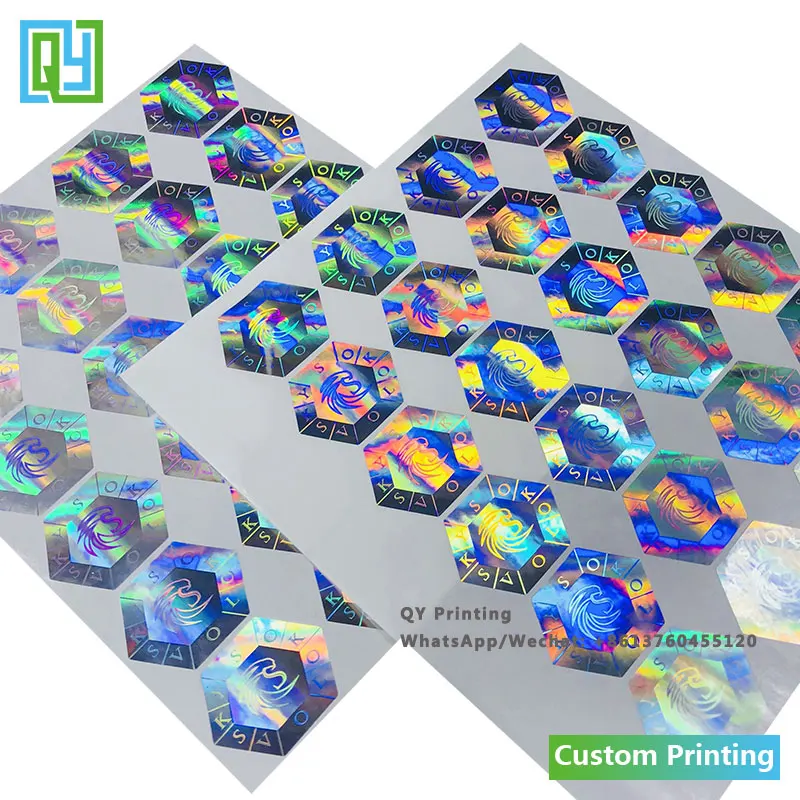 10000pcs Cheap Custom Anti Counterfeit Silver Hologram Honeycomb VOID Open Hologram 3D Printing Holographic Vinyl 3D Stickers