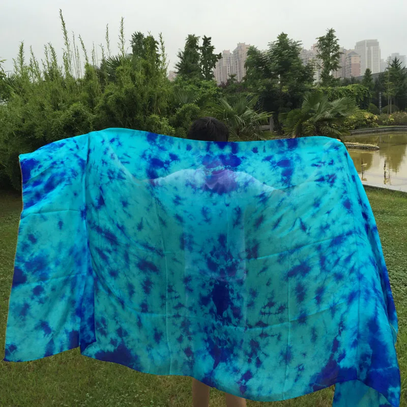 New 2.5 / 2.7M  tie-dyed 100%  pure real silk veils for belly dancing  Nice Silk Hand- Scarf  for women dancing silk Scarf