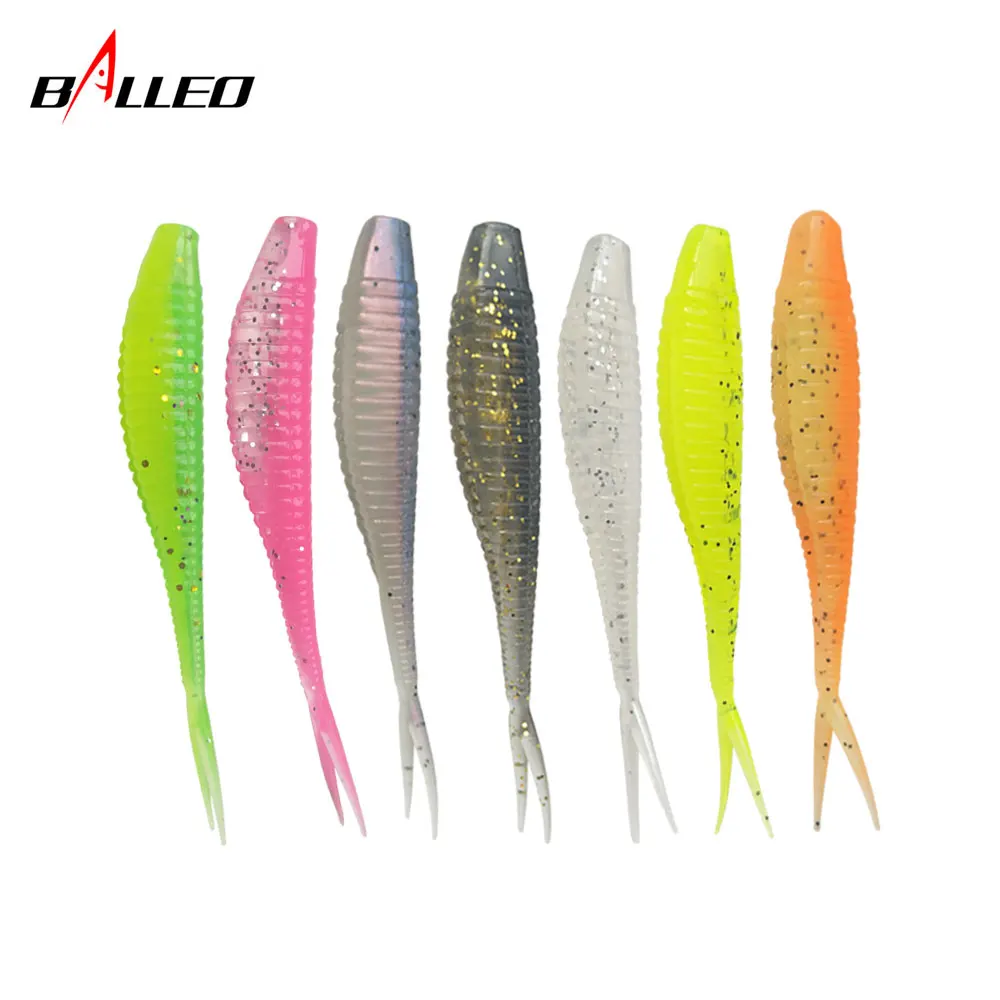 Balleo 10pcs/lot  Fork Tail jig soft lure 7cm/1.8g Fishing lure Shad Silicone bait Soft Plastic Bait Feeder For Pike fishing