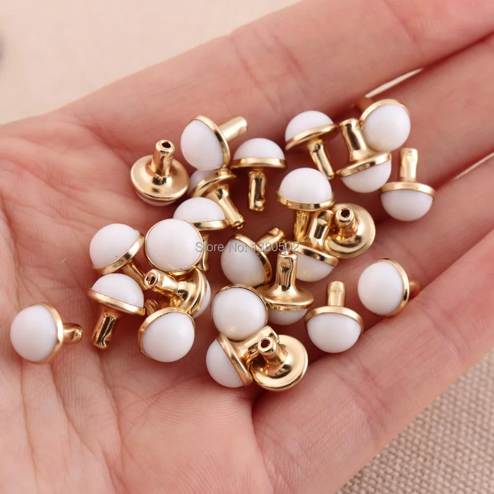 50PCS/lot White Color Pearl Decoration Rivets Rapid Stud Garment Rivet for Bag Leather Craft