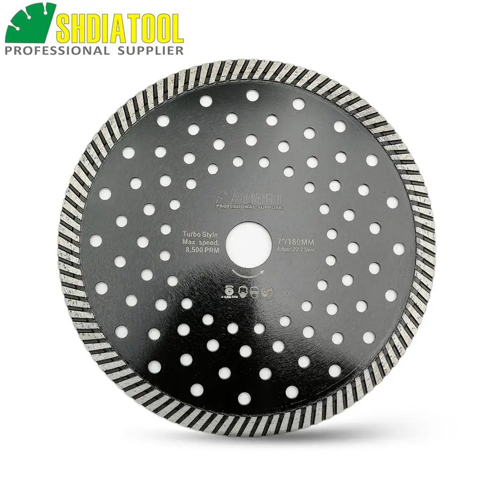 SHDIATOOL 180MM Hot Pressed Diamond Turbo Blade Aterial Ceramic Tile Granite Cutting Discs concrete masonry saw disc