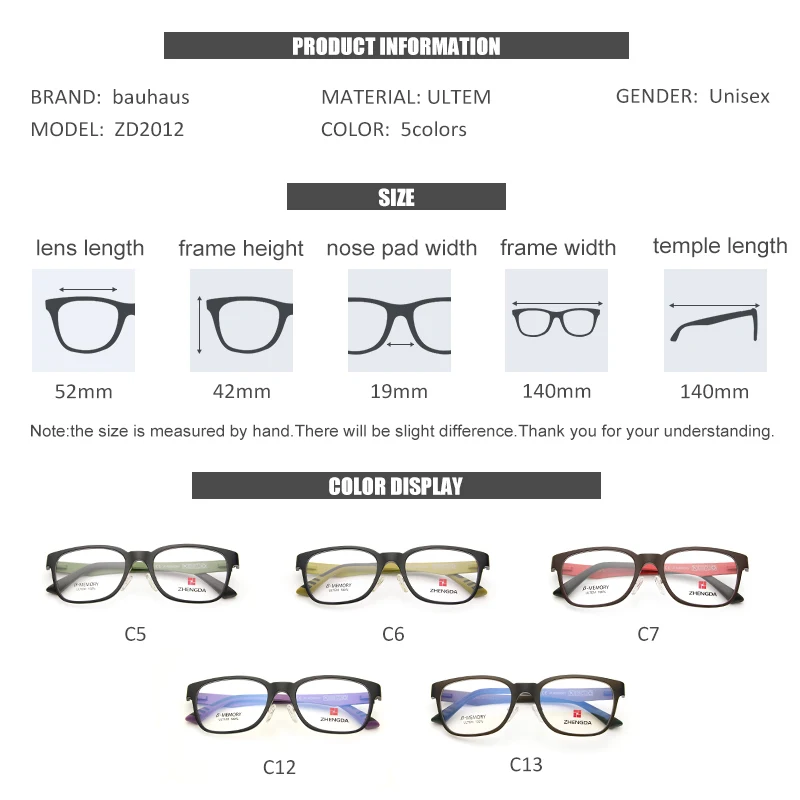 Bauhaus Frame Eyeglasses Frames Men prescription ultem Male Fashionable Spectacle Frames Optical Glasses Black