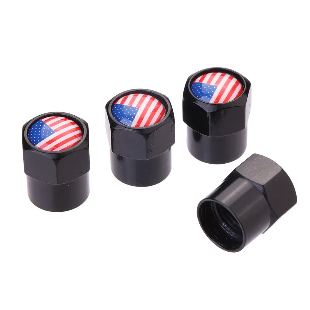 4Pcs/Lot Flag Australia Russia Spain Britain Italy France USA Germany Car Motorcycle Wheel Tire Valve Stem Air Caps Car Styling