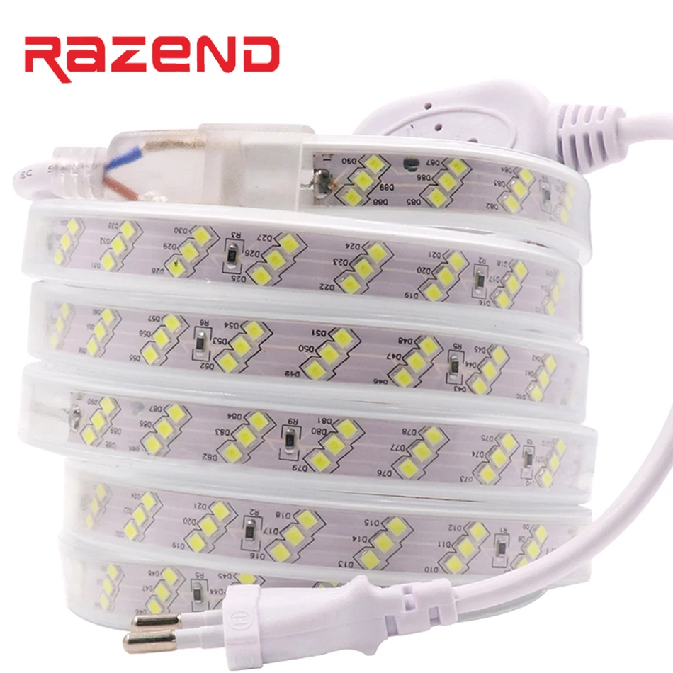 

Waterproof Led Strip Light 220V 2835 180Led/m Three Row Flexible Tape Lights Cold White/Warm White 1m 2m 5m 10m 15m 20m 50m 100m