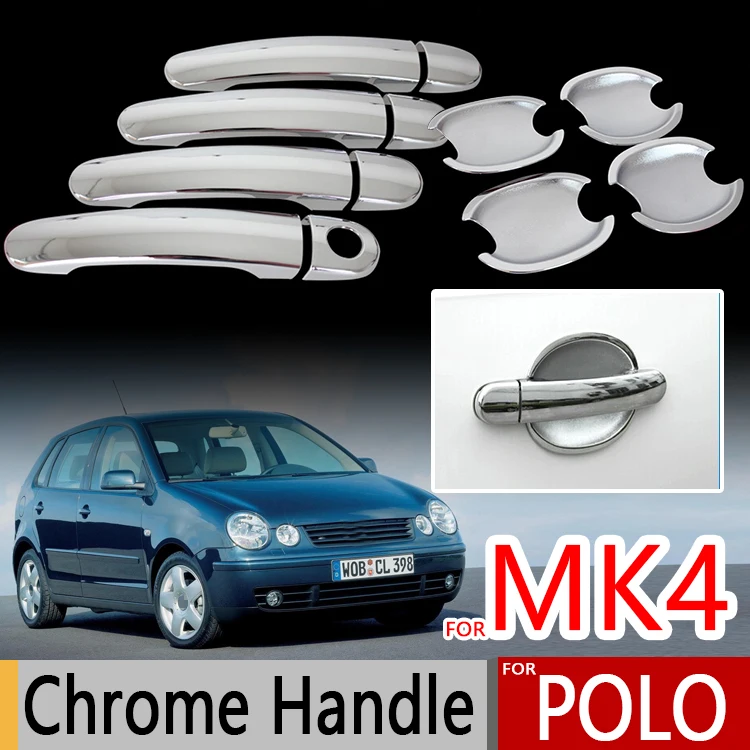 

For VW POLO Mk4 2002-2008 Chrome Door Handle Covers for Volkswagen 9n 9n3 CrossPolo Vivo Sedan Accessories Stickers Car Styling