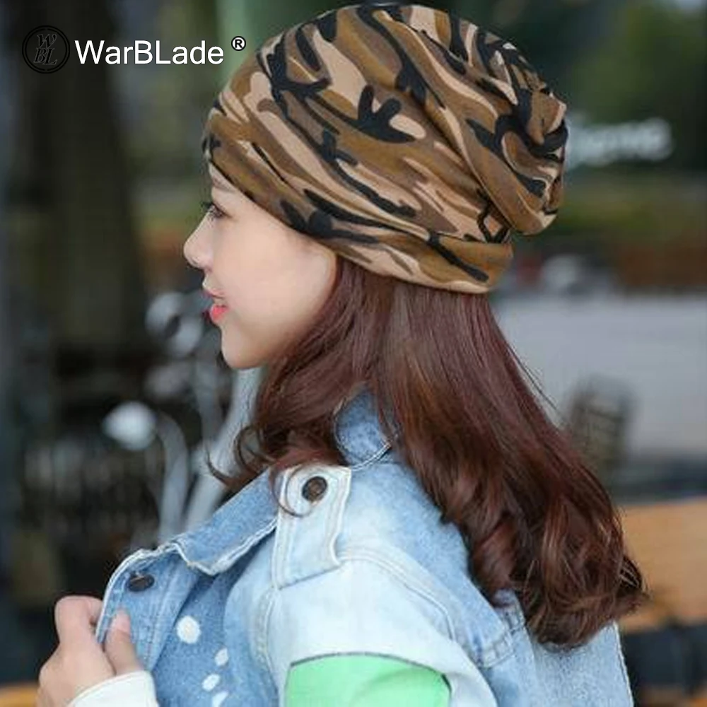 WarBLade Hot Casual 3 Use Caps Knitted Scarf Winter Hats For Women Female Camouflage Beanies Hip-hop Skullies Girls Gorros