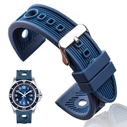 Bracelets de montre en Silicone pour hommes et femmes, 22mm, noir bleu, étanche, caoutchouc souple, avec boucle en acier inoxydable poli