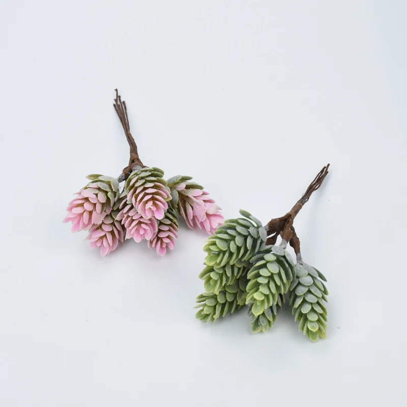 6PCS/Bundle Fake Plant Artificial Flowers Pineapple Grass for Handmade DIY Gift Christmas Garland NewYear Decoration Accessories