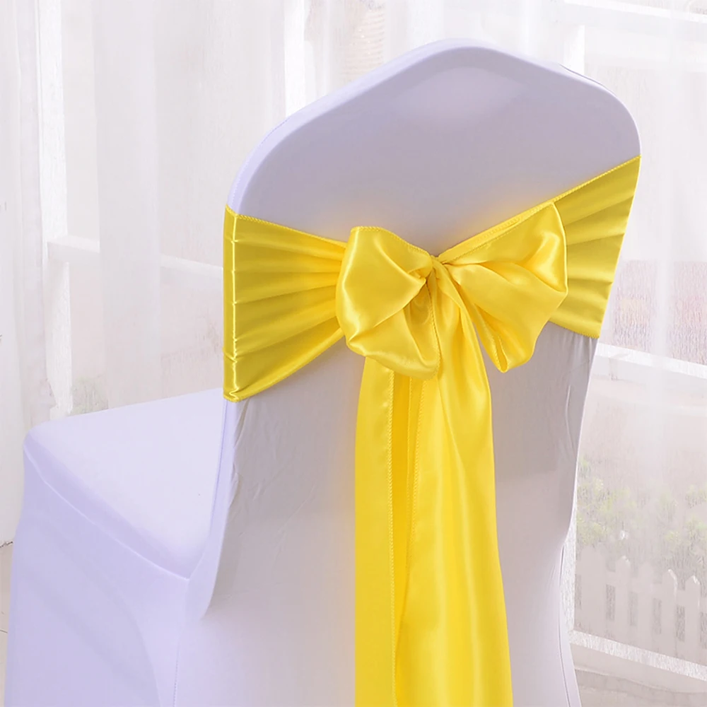 

Wholesales 10PCS Yellow Satin Chair Bow Sashes Ribbon For Wedding Reception Banquet Decoration 6.7"X 108" (17X275CM) SCSB173054