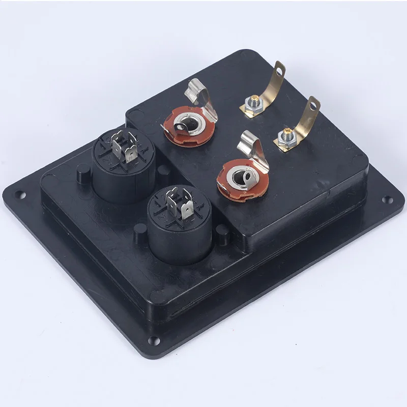 2pcs/lot Six bit  speaker junction box connectors Double card sockets Double 6.5mm binding posts New ABS material