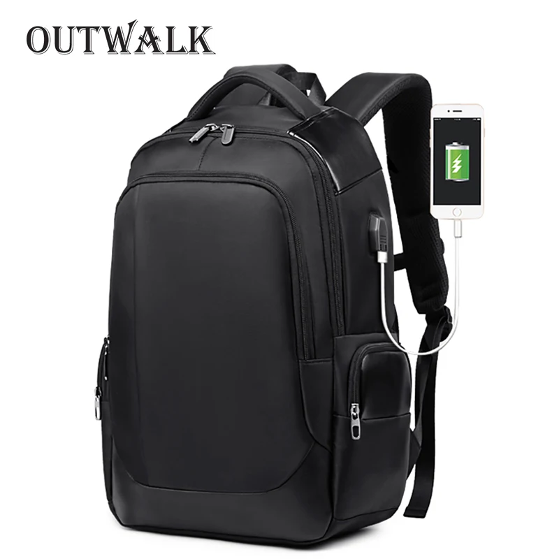 OUTWALK Travel Rucksack Business Leather Backpack Men 4 Colors Oxford College Student School Backpack Women Laptop Bag Bagpack