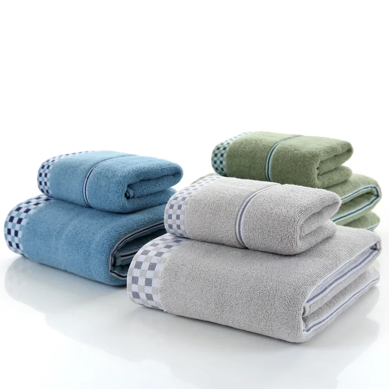 

2pcs/set Cotton Bath Towel Set High Quality 1pc Bath Towel Brand 1pc Absorbent Hair Hand Face Towel Bathroom Set Drop shipping