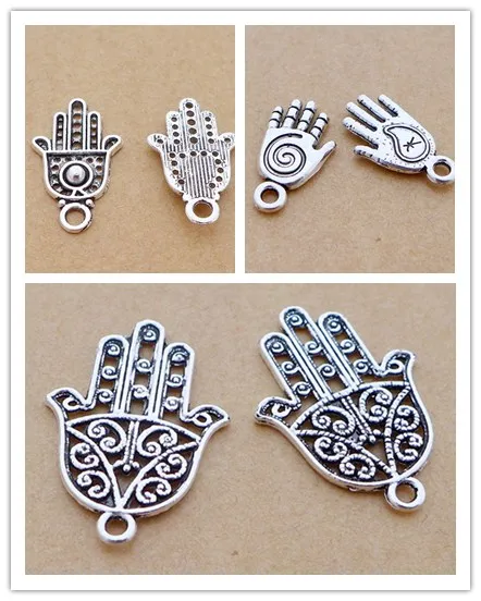 

hand palm shape alloy antique silver charm pendant choker DIY jewerly accessories making necklace 3styles 100pcs free shipping