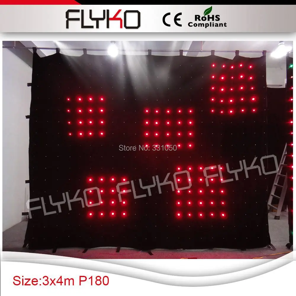 Free shipping 3x4m p18 led curtain and optical fiber,SD Controller,4GB SD card