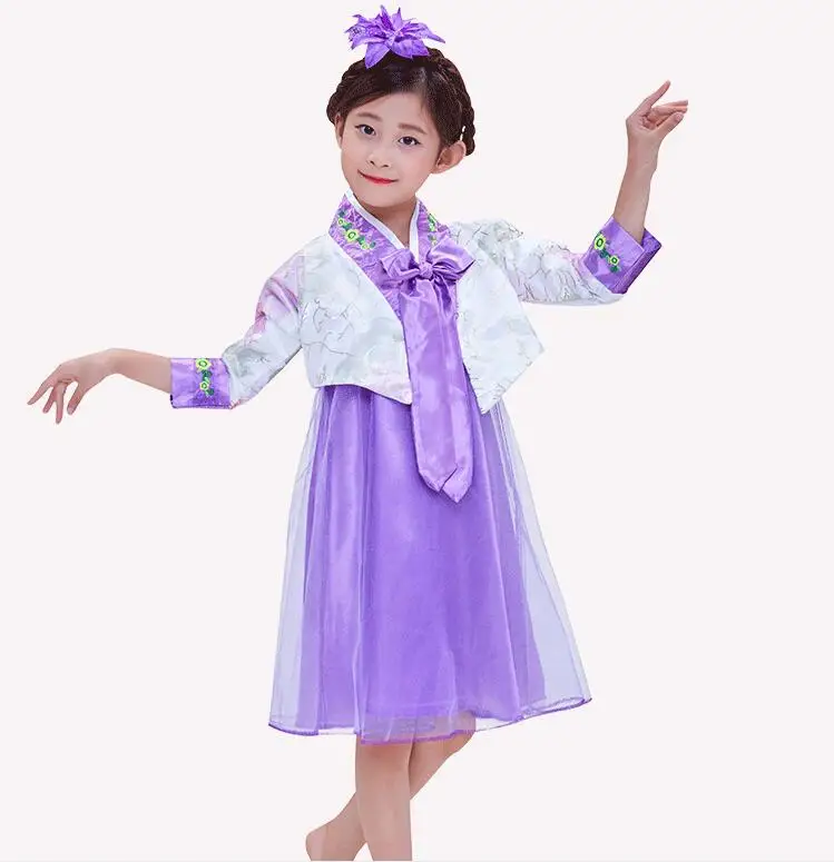 

Children Korean Hanbok Dance dress Gril Folk Stage Short Performance Classical