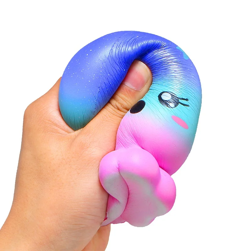 Kawaii Super Jumbo Stress Reliever Toy, Squishy, Galaxy, Frutos do mar, Lula, Polvo, Lento Rising, Creme, Perfumado, Squeeze Toy, 10*9*9 cm