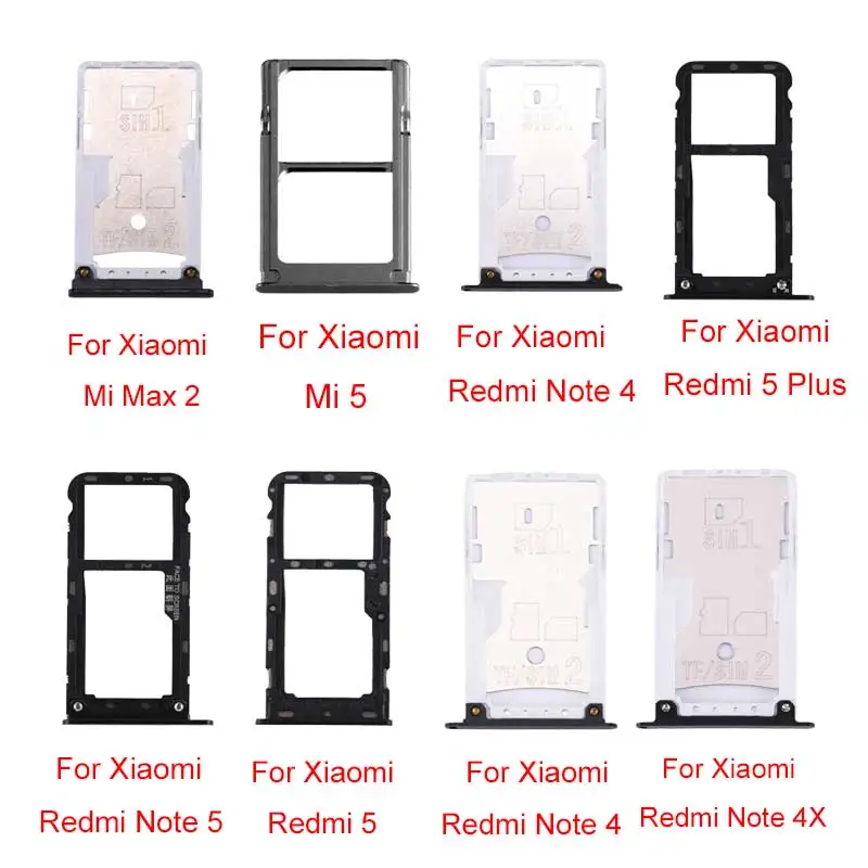 SIM & SIM / TF Karte Tray für Xiaomi Mi Max 2's Redmi Hinweis 4's Hinweis 4X's 4X's 5 Plus's Hinweis 5's 5's Mi 5