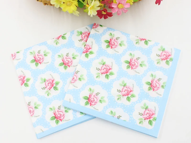 [RainLoong] 33cm*33cm Pink Rose Paper Napkins Festive & Party Tissue Napkins Decoration Guardanapo 2 layers 1 pack (20pcs/pack)