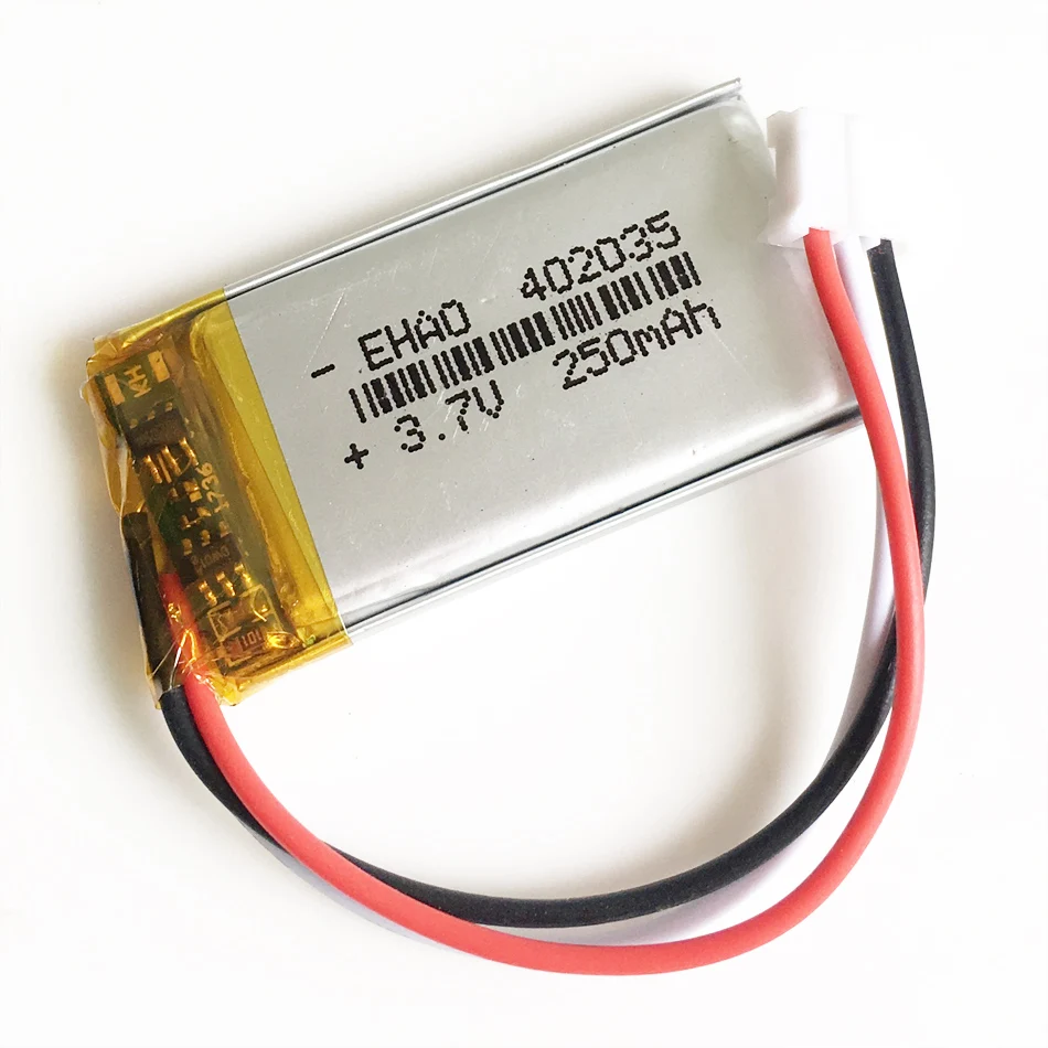 3.7V 250mAh 402035 litowo-polimerowa lipo akumulator JST PH 2.0mm 3pin złącze do GPS Mp3 GPS bluetooth inteligentny zegarek