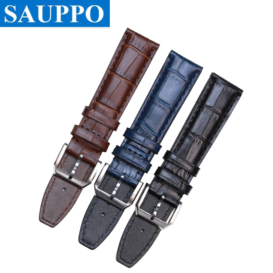 Sauppo-男性用レザー腕時計,レザー,ブラック,ブラウン,ネイビーブルー,レザー