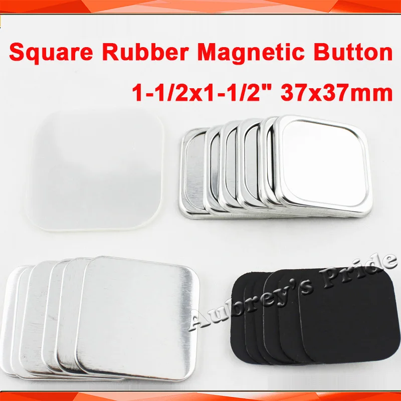 Square 37x37mm 100 Sets NEW Professional Soft Rubber Magnetic Badge Button Maker Metal Back Button Supply Materials