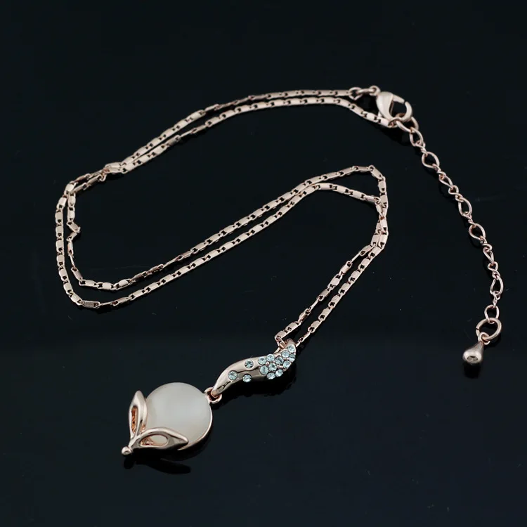 

freeshiping Little fox opal necklace 20 pcs/lot Rotating triangular pendant fashion necklace