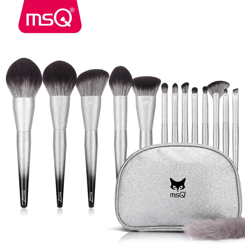 

MSQ 13PCS Makeup Brushes Set Powder Foundation Blush Eyeshadow Make Up Brush Sets Bling Gradient Wood Handle Beauty Tools