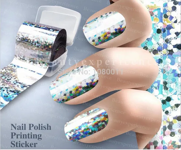 Fashion Laser Sliver Crystal effect Nail Art Transfer Foil Nail Sticker Tip Decoration Easy nails accessoires