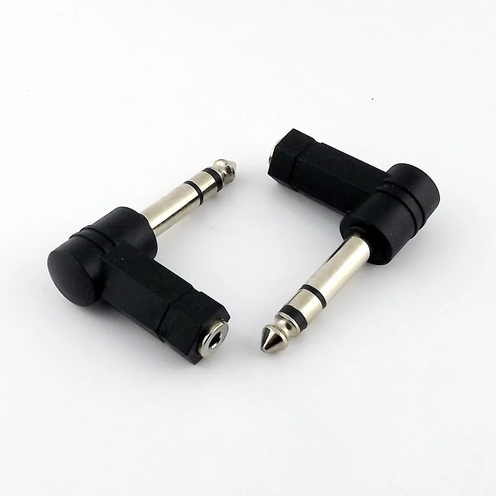 2 ชิ้น 6.35 มิลลิเมตร 1/4 "สเตอริโอ 3.5 มิลลิเมตรหญิง Jack Audio Adapter ปลั๊กชุบนิกเกิลสีดำ