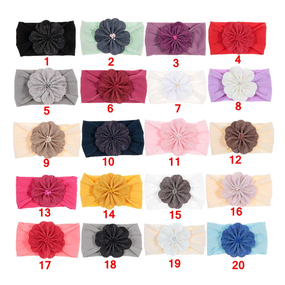 Yundfly New Baby Girls Cotton Nylon Headbands Flower Knot Hairbands Newborn Soft Headwear Cute Gifts Hair Accessories