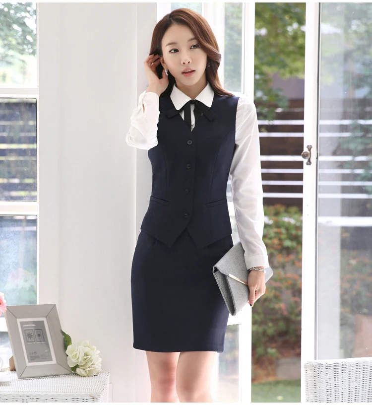 IZICFLY Spring Summer Style Gray Waistcoat And Pants Set For Woman Suits Lady Suit Office Vest Elegant Slim Business Formal Wear