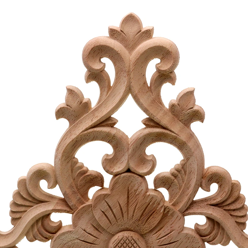 VZLX Vintage Floral Wood Carved Corner Applique Wooden Carving Decal for Furniture Cabinet Door Frame Wall Home Decor Crafts