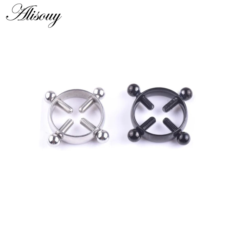 Alisouy 1PC 316L Surgical Stainless Steel Round Non-Piercing Nipple Ring Shield Nickel-free Fake Body Piercing Jewelry