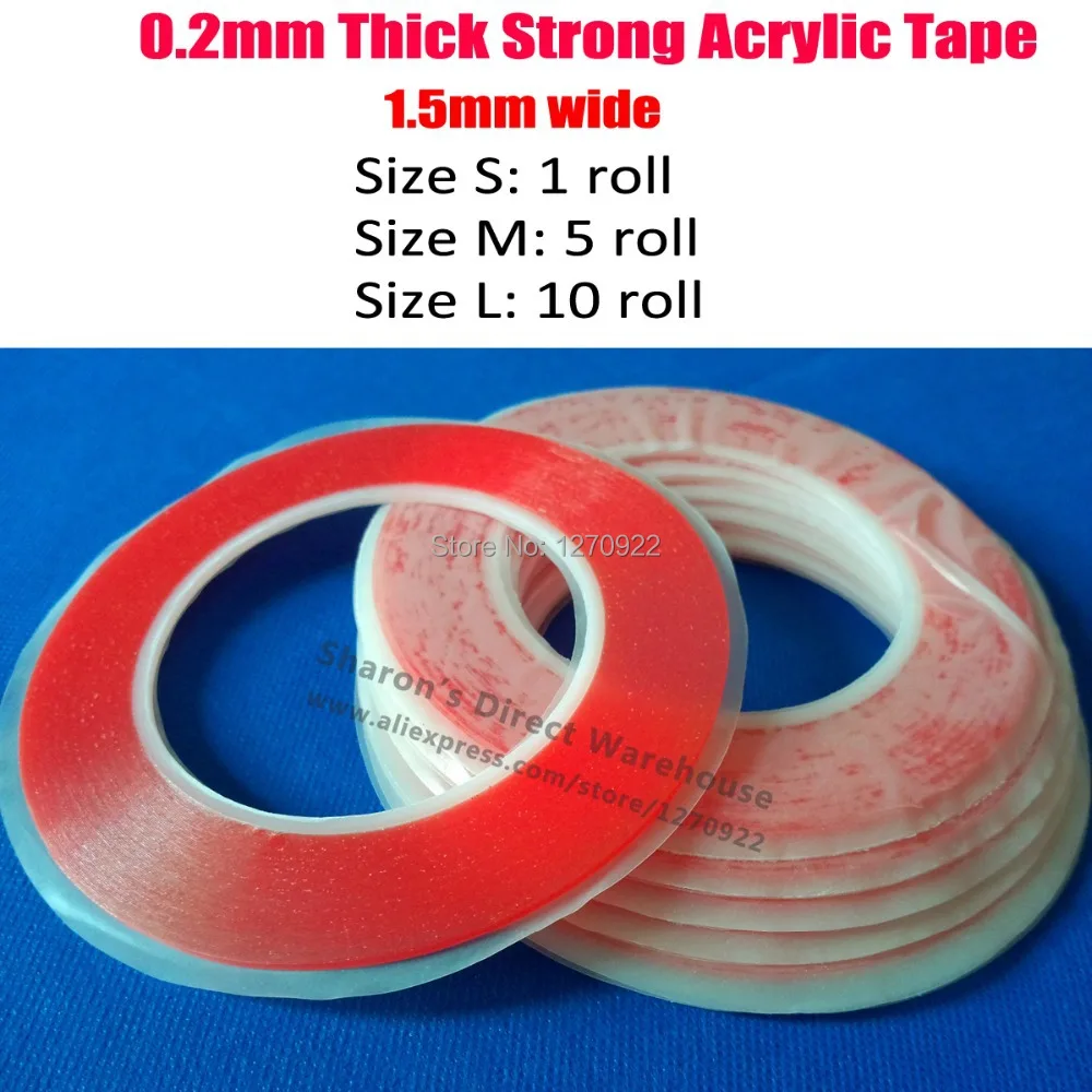 (0.2mm Thick), Slim 1.5mm Wide *25M Strong Acrylic Glue Sticky Double Sided Tape for Phone Battery Lens LCD Display Touch Bezel