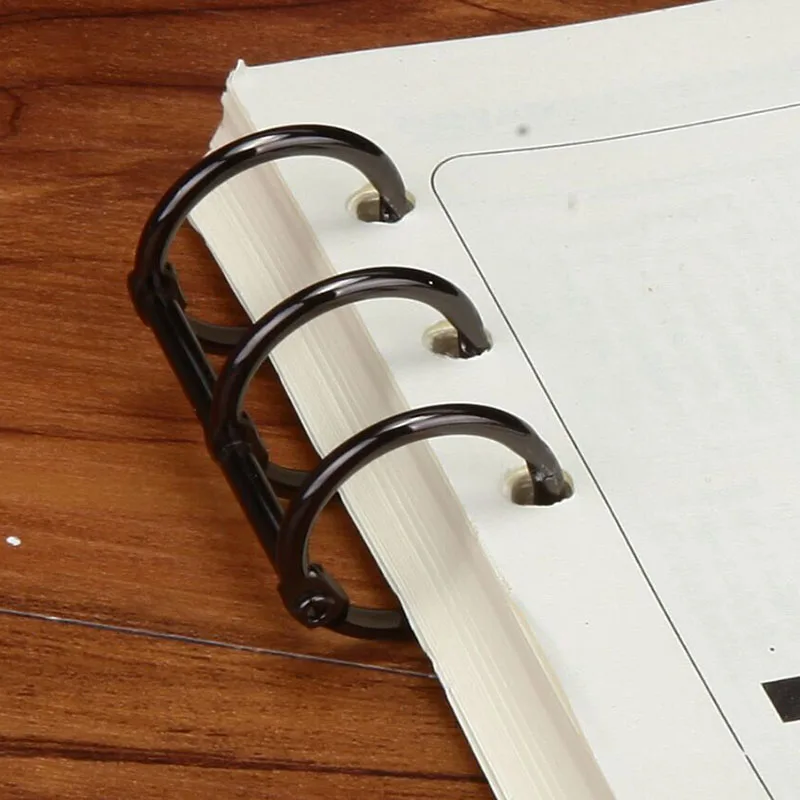 New 2Pcs Metal Bronze Color Loose Leaf Book Binder Hinged Ring Binding Rings Nickel Desk Calendar Circle 3 Rings For Card Key