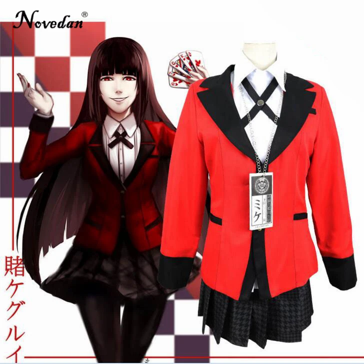 

Kakegurui Cosplay Yumeko Jabami Anime Costumes Japanese Girls School Uniform Full Set Jacket+Shirt+Skirt+Stockings+Tie