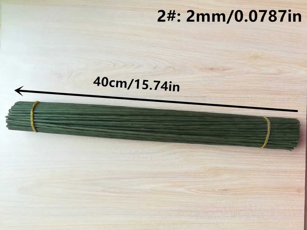 1/2/3/4/5mm 40/60cm Artificial Green Flower Stem DIY Floral Material Handmade Wire Stem Accessoies for Wedding Home Decoration
