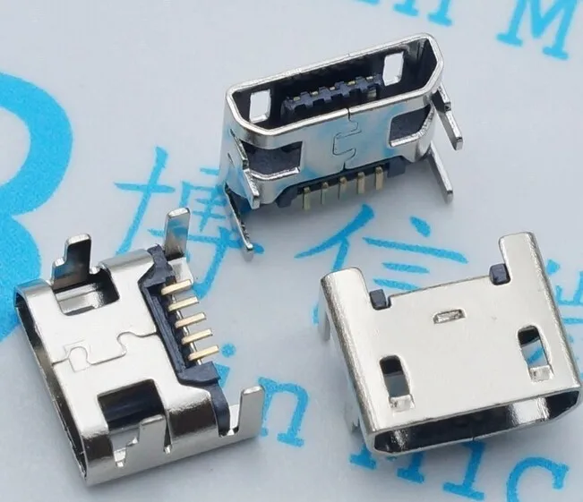 50szt Złącze Micro USB 5pin gniazdo gniazda Micro usb DIP4 Nogi Cztery nogi Wkładanie płytki gniazda mini złącze usb Do telefonu komórkowego