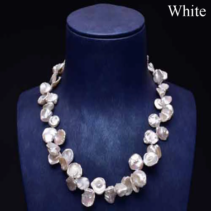 17 inches 12-18 mm Silver Gray Natural Keishi Pearl Necklace