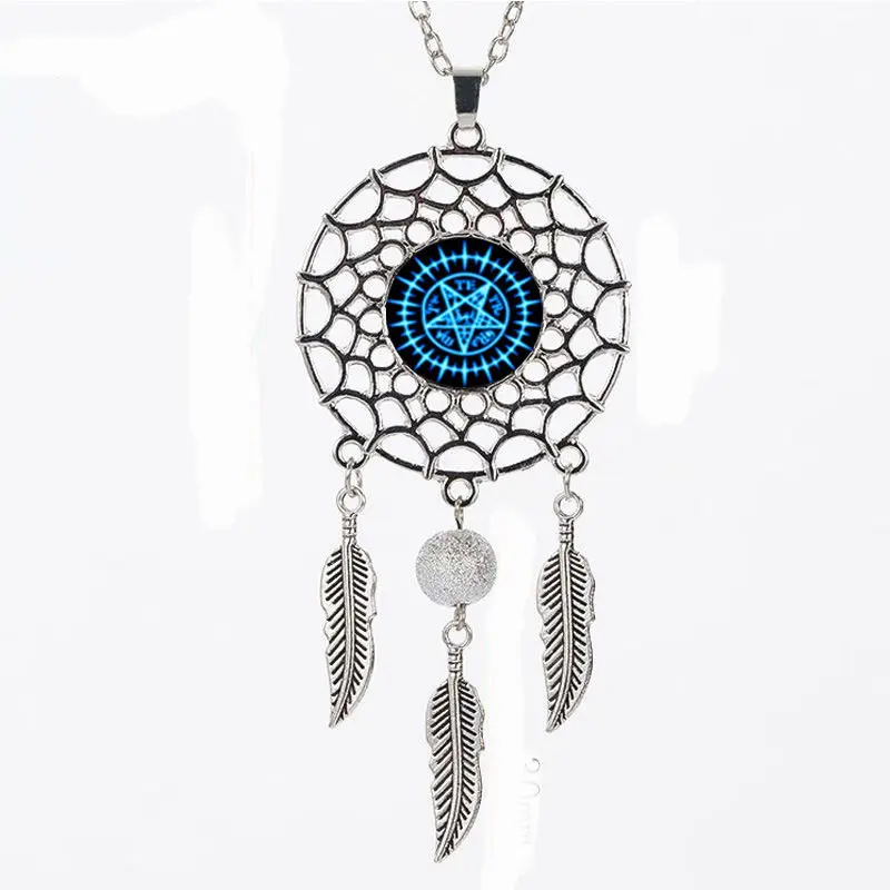 blank necklaces pendants for sublimation fashion dream catcher Feather necklace pendant for women private custom diy gifts