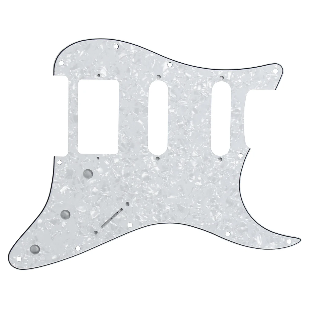 FLEOR HSS SSH Guitar Pickguard 11 Holes Scratch Plate White Pearl 4ply with Pickguard Screws