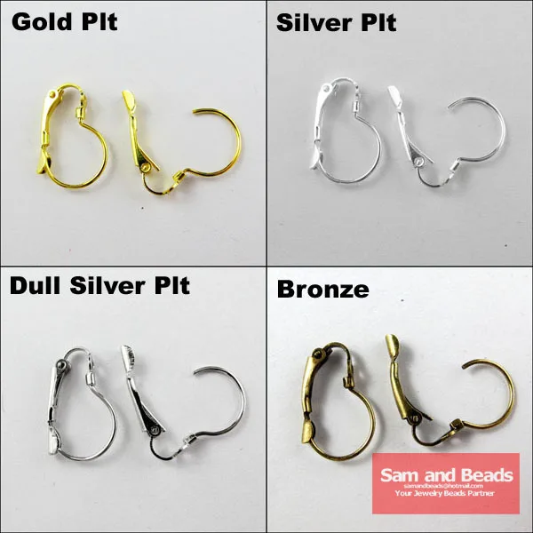 

Free Shipping 30Pcs/pack French Earring Hooks Lever Back Splitring Earring Gold Silver Plated 13x19mm For Jewelry Making