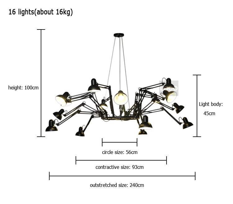 Imagem -06 - Retrátil Luzes Pingente Lâmpadas Industriais Aranha Lâmpada Moderna Luz Pingente Breve Iiron Retrátil Aranha Arte Deco Lâmpadas