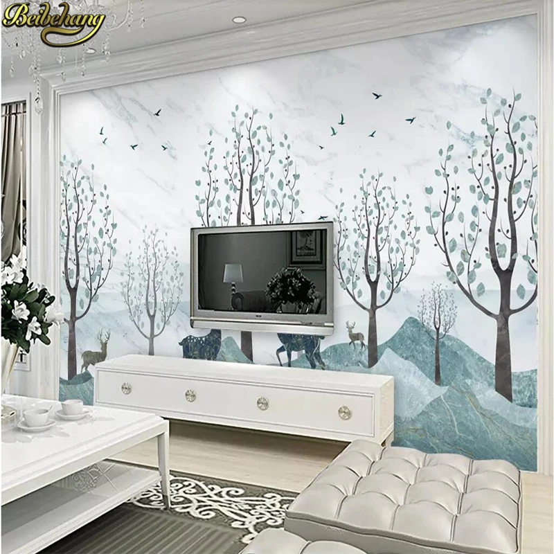 

beibehang Custom Nordic abstract forest elk photo wallpaper Large sofa TV background wallpaper for walls 3D mural wallpapers