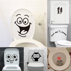 Funny Toilet Sign Stickers Mouth Smile Bathroom Decoration Home Decals Mual Art Waterproof Removable Wall Vinyl Posters 342.