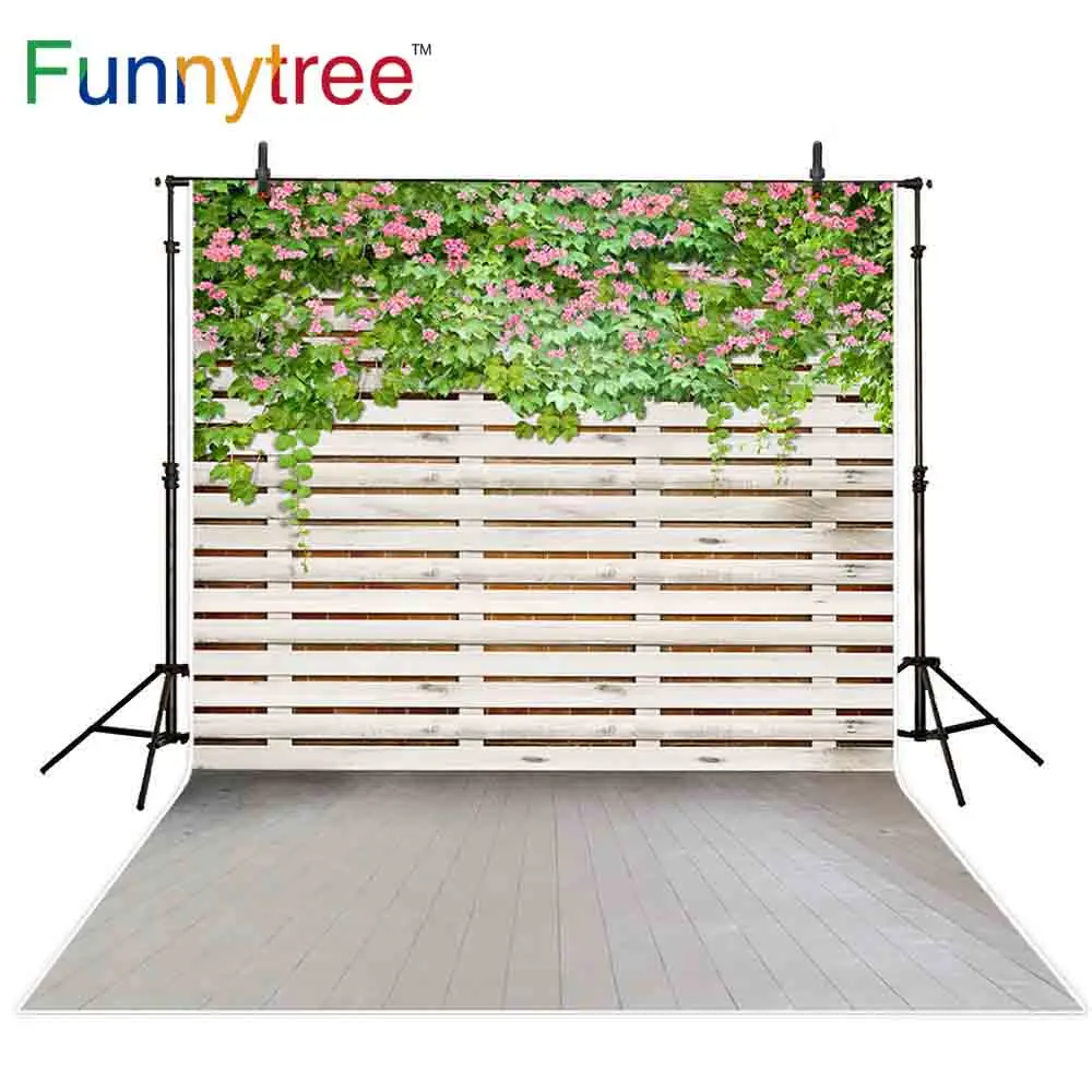 

Funnytree photography backdrops white wood plant flowers leaf spring photo shoots background photocall photophone vinyl fond