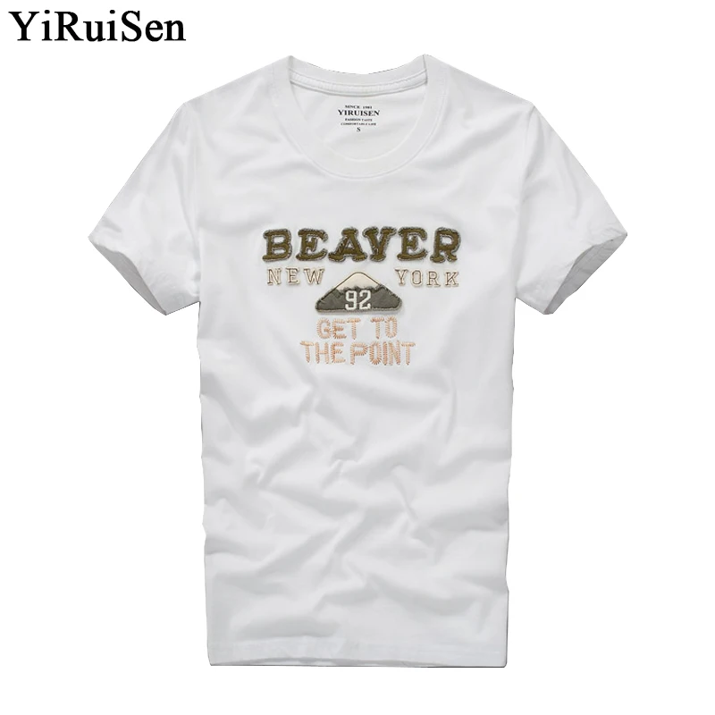 YiRuiSen brand clothing mens t shirt fashion 2024 o-neck casual letter patch t-shirt men summer casual top tees