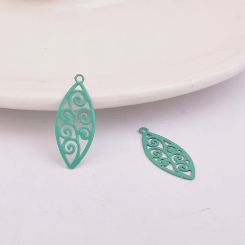 100 Stück AC7319 8*20mm Drucke Charms Blätter Verbinder passend für DIY Ohrringe Schmuckzubehör – Detail 6