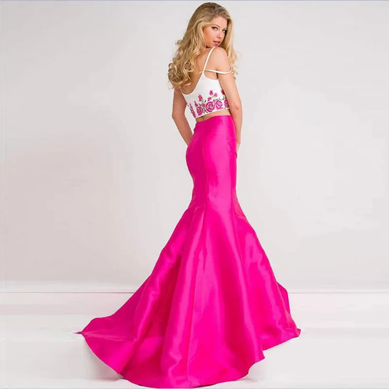 

Fashion Hot Pink Floor Length Formal Skirts Womens Zipper Waistline Sexy Mermaid Long Party Skirt Fuchsia Maxi Skirts Custom