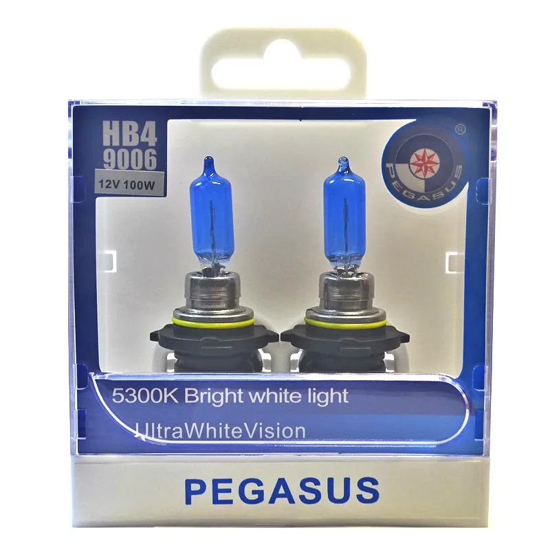 2Pcs HB4 9006 DC 12V 100W 5300K Bright Super White Light Car Headlight Bulb Auto Fog Light Bulbs Powerful Ultra White Vision